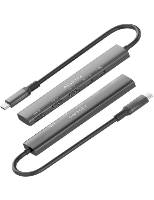 Docking USB Tipo-C Aisens ASUC-5P022-GR/ 1xHDMI 4K/ 2xUSB/ 1xUSB Tipo-C/ 1xUSB Tipo-C PD/ Gris