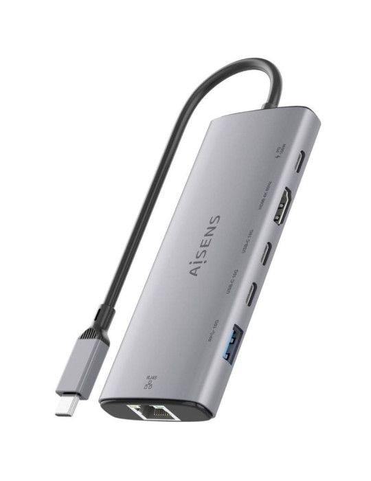 Docking USB Tipo-C Aisens ASUC-6P030-GR/ 1xHDMI 4K/ 1xUSB/ 2xUSB Tipo-C/ 1xRJ45/ 1xUSB Tipo-C PD/ Gris