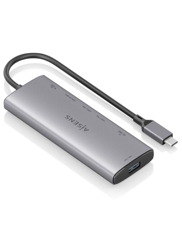 Docking USB Tipo-C Aisens ASUC-7P031-GR/ 1xHDMI 4K/ 1xUSB/ 2xUSB Tipo-C/ 1xLector Tarjetas/ 1xUSB Tipo-C PD/ Gris