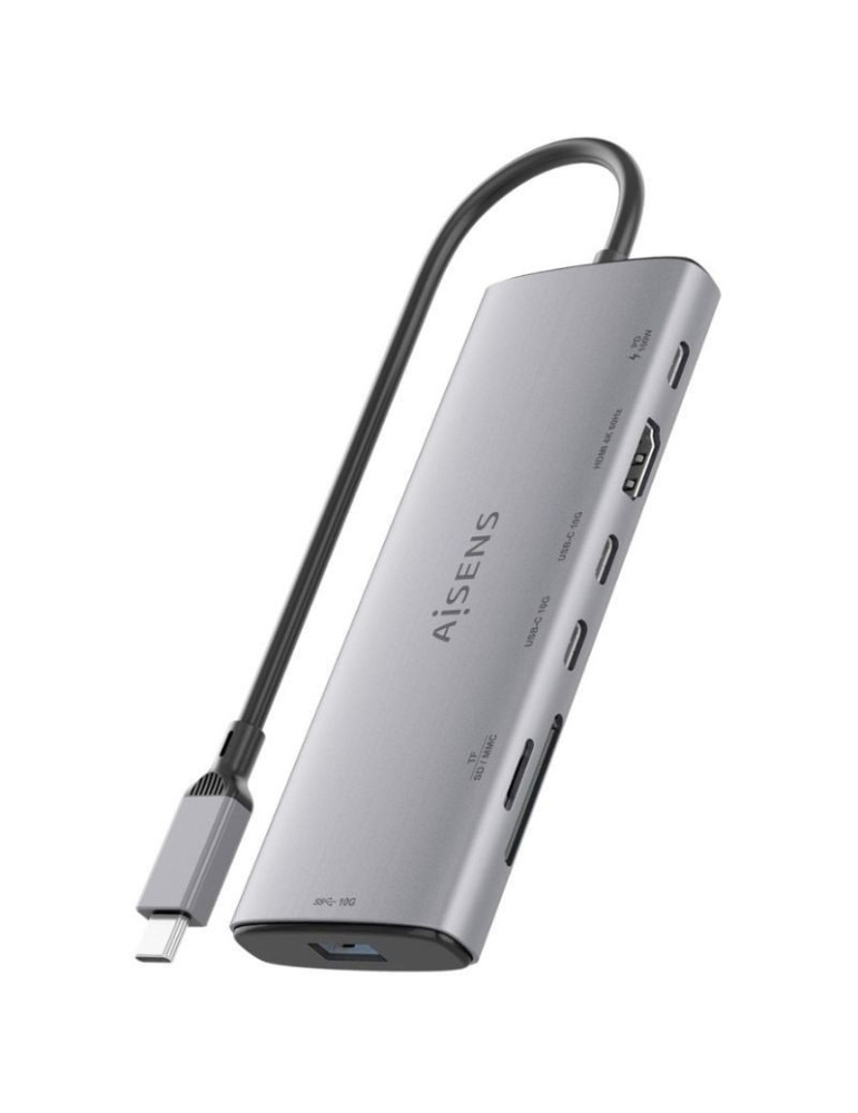 Docking USB Tipo-C Aisens ASUC-7P031-GR/ 1xHDMI 4K/ 1xUSB/ 2xUSB Tipo-C/ 1xLector Tarjetas/ 1xUSB Tipo-C PD/ Gris
