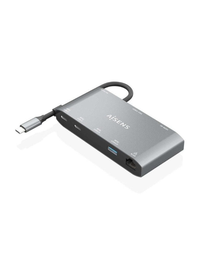 Docking USB Tipo-C Aisens ASUC-8P010-GR/ 1xHDMI 4K/ 1xVGA/ 2xUSB/ 1xRJ45/ 2xUSB Tipo-C/ 1xUSB Tipo-C PD/ Gris