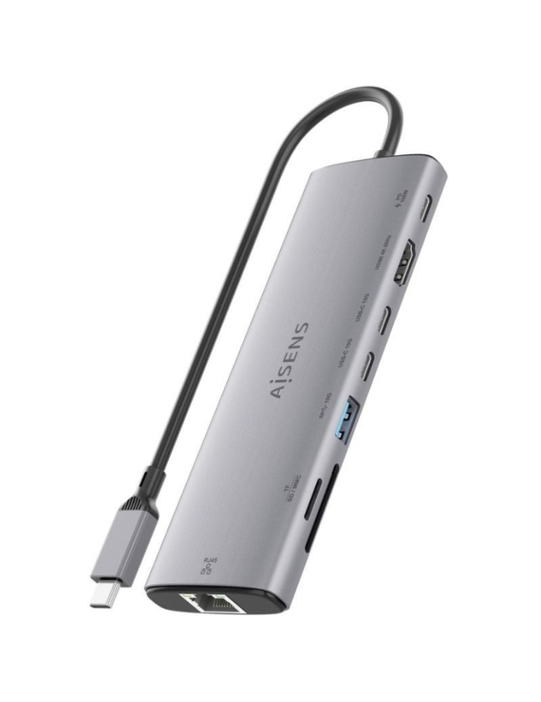 Docking USB Tipo-C Aisens ASUC-8P033-GR/ 1xHDMI 4K/ 1xUSB/ 2xUSB Tipo-C/ 1xRJ45/ 1xLector Tarjetas/ 1xUSB Tipo-C PD/ Gris