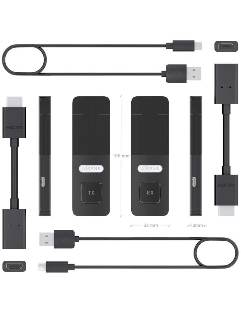 Adaptador/Transmisor de vídeo inalámbrico HDMI Aisens ASWL-H2K30M001-BK