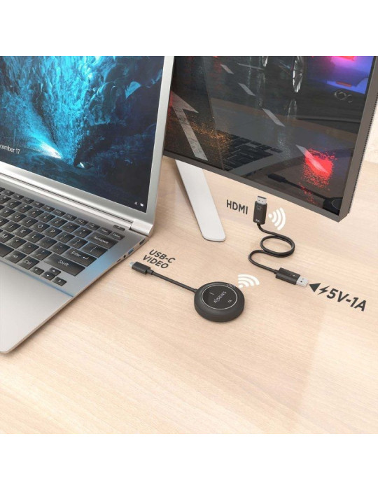 Adaptador/Transmisor de vídeo inalámbrico USB Tipo-C - HDMI Aisens ASWL-H2KC30M003-BK