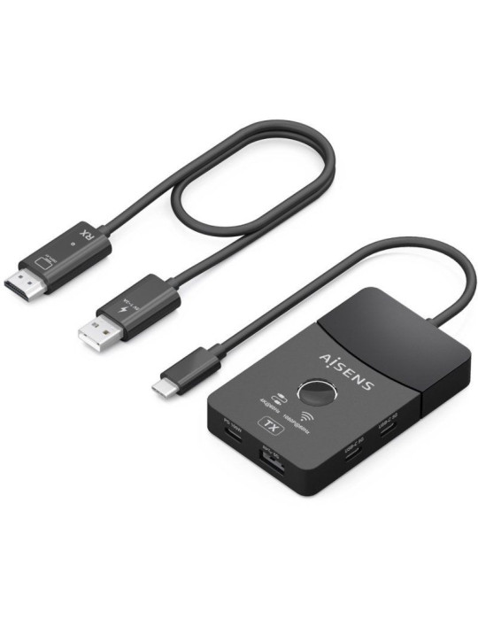 Adaptador/Transmisor de vídeo inalámbrico USB Tipo-C - HDMI Aisens ASWL-H2KDC30M05-BK/ 100W