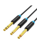 Cable Estéreo Vention BATBH/ Jack 6.35 Macho - 2x Jack 6.35 Macho/ 2m/ Negro