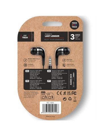 Auriculares Intrauditivos Tech One Tech soft earTECH TEC1005/ con Micrófono/ Jack 3.5/ Negros 2