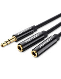 Cable Estéreo Vention BBSBY/ Jack 3.5 Macho - 2x Jack 3.5 Hembra/ 30cm/ Negro