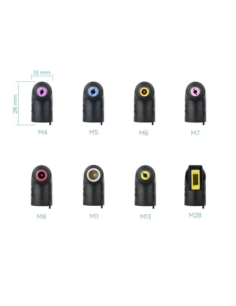 Cargador de Portátil TooQ TQLC-65BS02AT/ 65W/ 1xUSB/ Automático/ 8 Conectores/ Voltaje 18.5-20V/ 1 USB