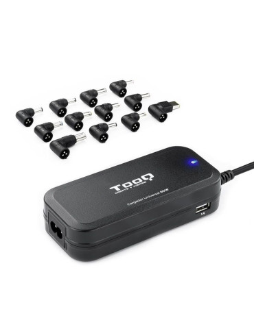 Cargador de Portátil TooQ TQLC-90BS02AT/ 90W/ 2xUSB/ Automático/ 12 Conectores/ Voltaje 12-20V