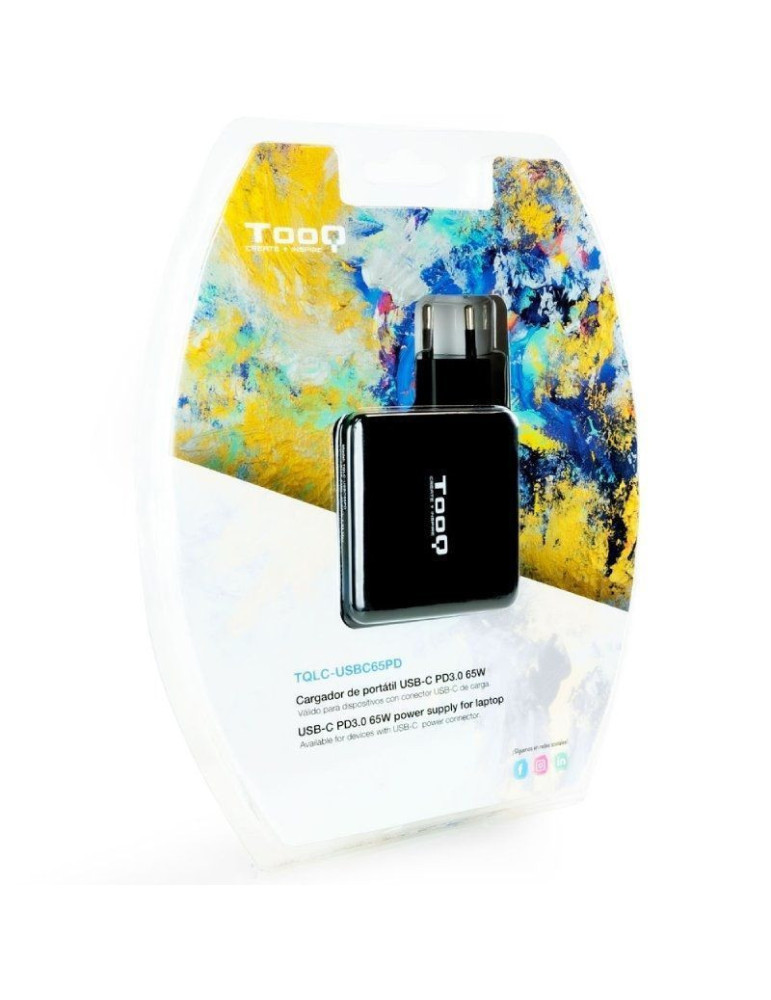 Cargador de Portátil TooQ TQLC-USBC65PD USB Tipo-C/ 1xUSB/ 65W/ Automático/ Voltaje 5-20V