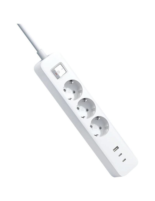 Regleta con Interruptor Xiaomi 20W Power Strip/ 3 Tomas de Corriente/ 1 USB/ 2 USB Tipo-C/ Cable 1.4m/ Blanca