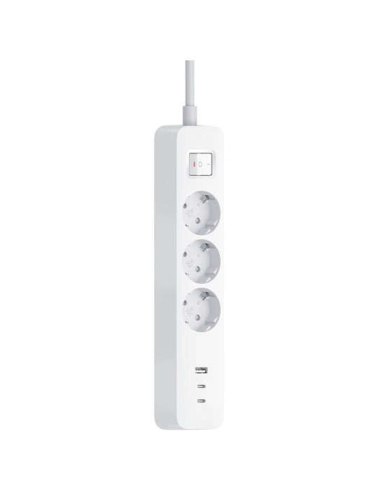 Regleta con Interruptor Xiaomi 20W Power Strip/ 3 Tomas de Corriente/ 1 USB/ 2 USB Tipo-C/ Cable 1.4m/ Blanca