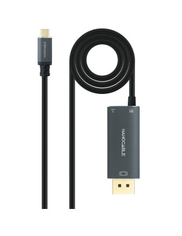 Cable Conversor Nanocable 10.15.5012/ USB Tipo-C Macho - DisplayPort 8K Macho/ USB Tipo-C Hembra/ Hasta 100W/ 1.8m/ Gris 2
