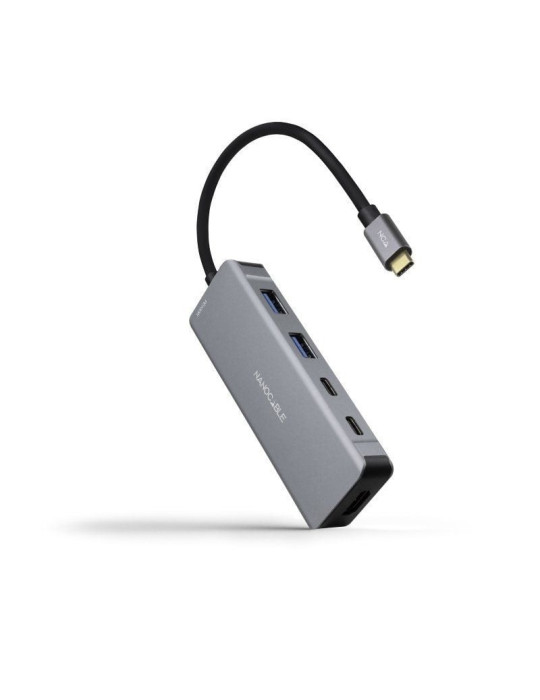 Docking Tipo-C Nanocable 10.16.1006/ 2xUSB/ 1xHDMI 4K/ 2xUSB Tipo-C/ 1xUSB Tipo-C PD/ Gris