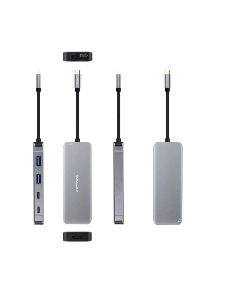 Docking Tipo-C Nanocable 10.16.1006/ 2xUSB/ 1xHDMI 4K/ 2xUSB Tipo-C/ 1xUSB Tipo-C PD/ Gris