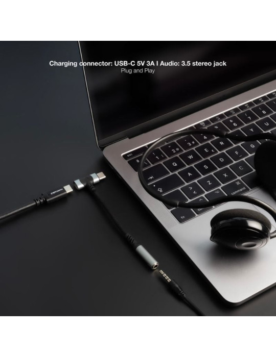 Cable Conversor Audio Nanocable 10.24.1207/ USB Tipo-C Macho - Jack 3.5/ USB Tipo-C Hembra/ 10cm/ Negro