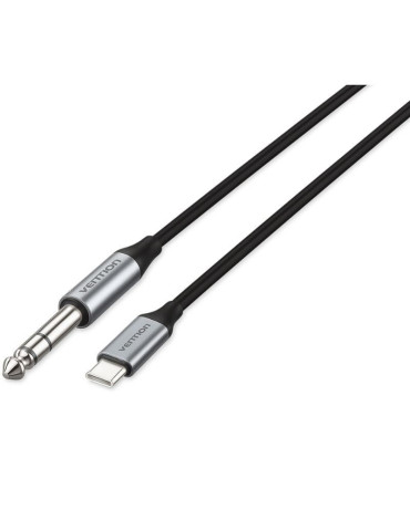 Cable Conversor Audio Vention BIJHF/ USB Tipo-C Macho - Jack 6.35 Macho/ 1m/ Gris