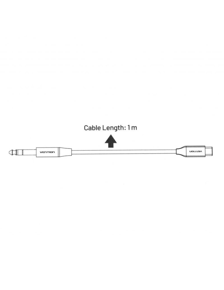 Cable Conversor Audio Vention BIJHF/ USB Tipo-C Macho - Jack 6.35 Macho/ 1m/ Gris
