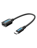 Cable USB 2.0 Vention CCSBB/ USB Tipo-C Macho - USB Hembra/ 15cm/ 480Mbps/ Negro