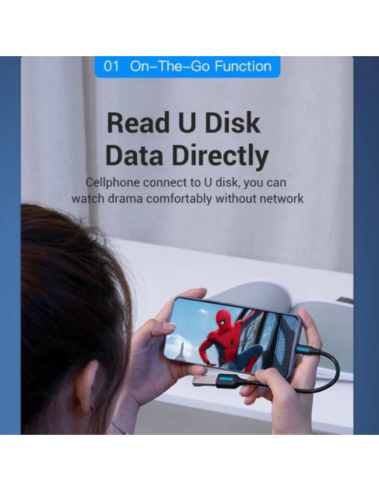 Cable USB 2.0 Vention CCSBB/ USB Tipo-C Macho - USB Hembra/ 15cm/ 480Mbps/ Negro