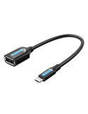 Cable USB 2.0 Vention CCUBB/ MicroUSB Macho - USB Hembra/ 480Mbps/ 15cm/ Negro