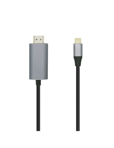 Cable Conversor Aisens A109-0393/ USB Tipo-C Macho - HDMI Macho/ Hasta 27W/ 1250Mbps/ 1.8m/ Negro
