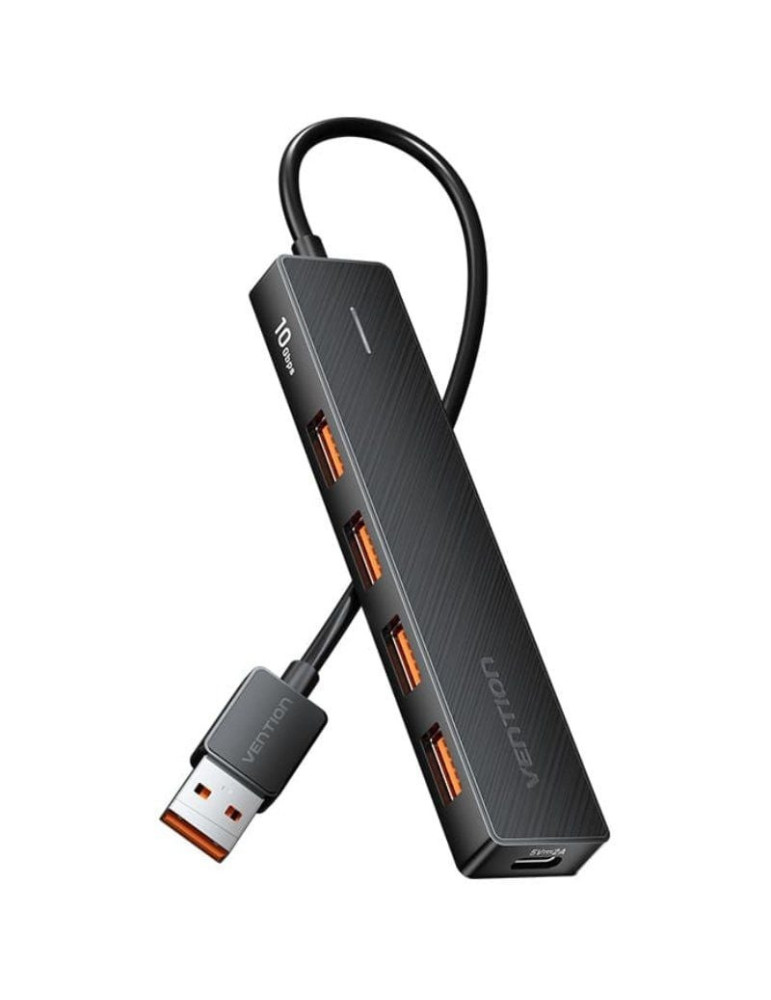 Hub USB 3.2 Vention CHOBB/ 4xUSB/ 1xUSB Tipo-C PD/ 15cm/ Negro