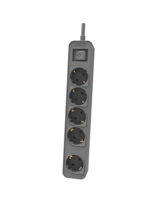 Regleta con Interruptor Philips CHP2154G/10/ 5 Tomas de corriente/ Cable 1.5m/ Gris