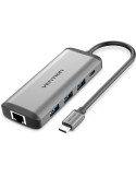 Docking USB Tipo-C Vention CNDHB/ 1xHDMI 4K/ 3xUSB/ 1xUSB Tipo-C PD/ 1xRJ45/ 1xLector tarjetas/ Gris