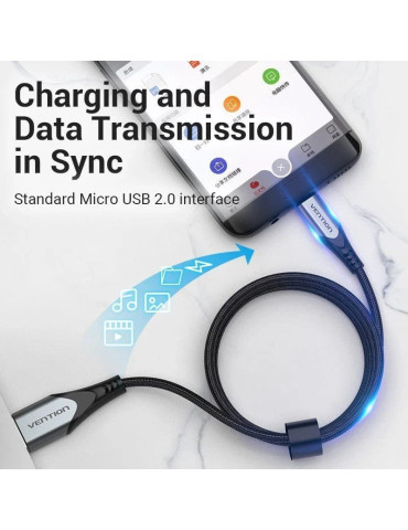 Cable USB 2.0 Vention COCHH/ microUSB Macho - USB Macho/ 480Mbps/ 2m/ Gris 2