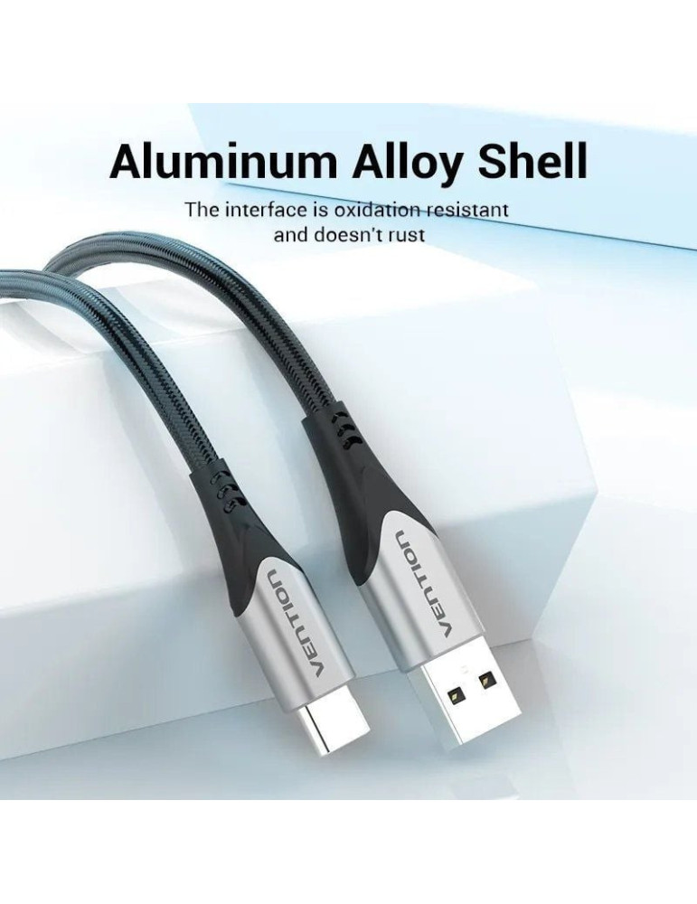 Cable USB 2.0 Tipo-C Vention CODHI/ USB Tipo-C Macho - USB Macho/ 480Mbps/ 3m/ Gris