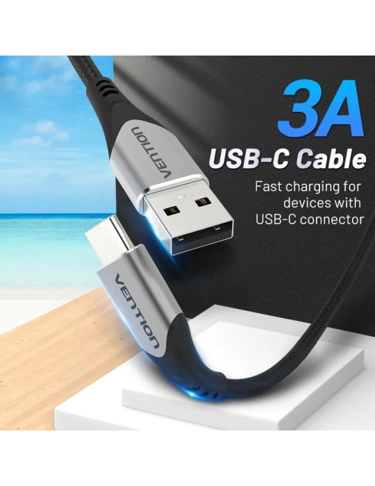 Cable USB 2.0 Tipo-C Vention CODHI/ USB Tipo-C Macho - USB Macho/ 480Mbps/ 3m/ Gris