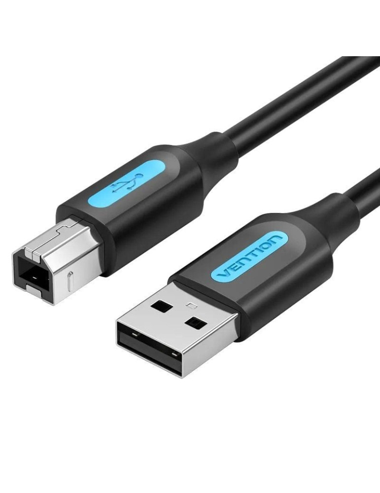 Cable USB 2.0 Impresora Vention COQBJ/ USB Tipo-B Macho - USB Macho/ 480Mbps/ 5m/ Negro