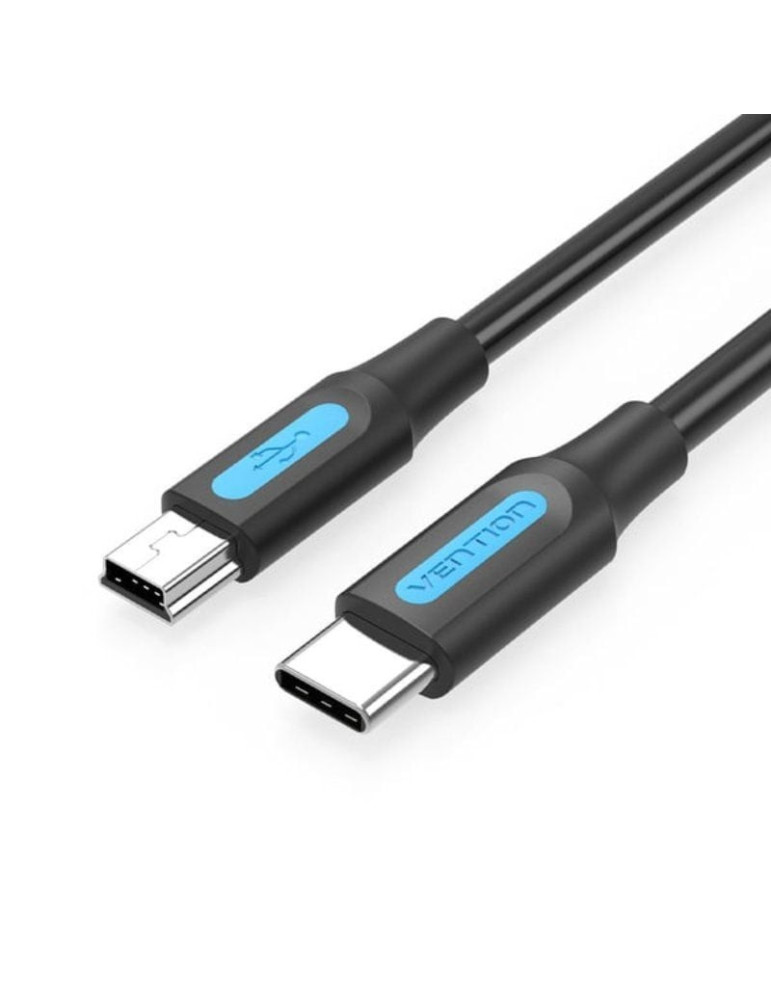 Cable USB 2.0 Tipo-C Vention COWBF/ USB Tipo-C Macho - MiniUSB Macho/ 480Mbps/ 1m/ Negro