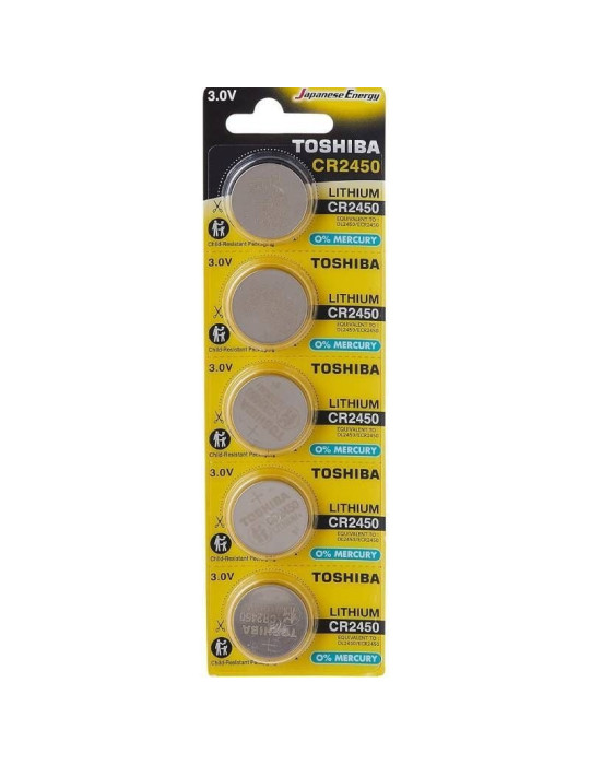 Pack de 5 Pilas de Botón Toshiba CR2450/ 3V/ Alcalinas