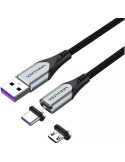 Cable USB 2.0 Vention CQNHD/ USB Macho/ MicroUSB Macho - USB Tipo-C Macho/ 480Mbps/ 50cm/ Gris
