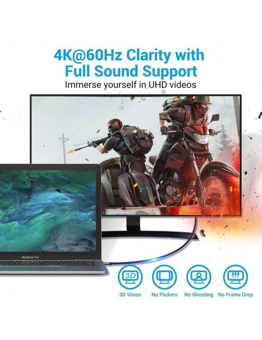 Cable Conversor HDMI 2.0 4K Vention CRBBG/ USB Tipo-C Macho - HDMI Macho/ 1.5m/ Negro