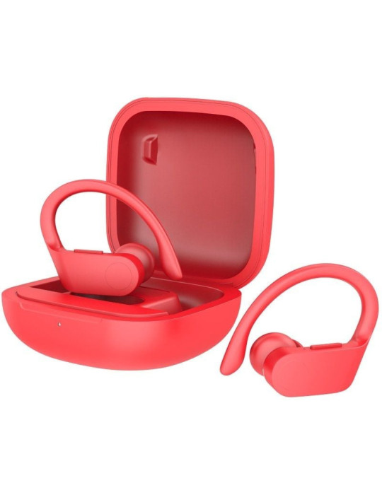 Auriculares Deportivos Bluetooth Daewoo DW2025 con estuche de carga/ Autonomía 5h/ Rojos
