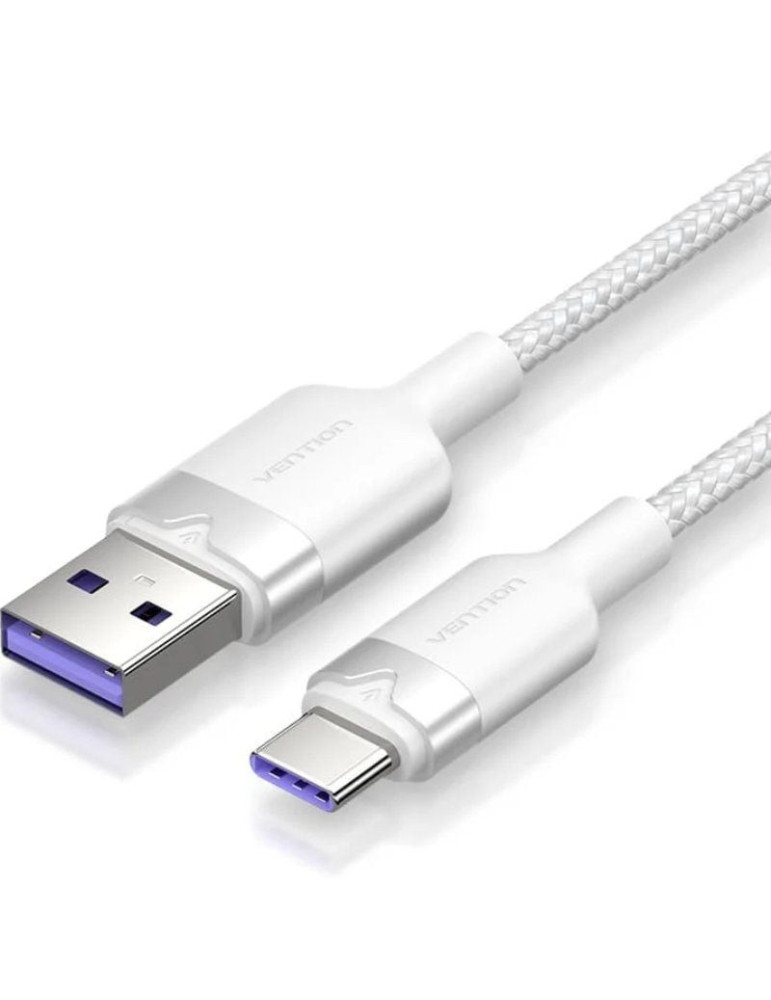 Cable USB 2.0 Tipo-C Vention CTOWF/ USB Tipo-C Macho - USB Macho/ Hasta 100W/ 480Mbps/ 2m/ Blanco