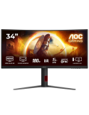 Monitor Gaming Ultraparonámico Curvo AOC CU34G4 34"/ WQHD/ 1ms/ 180Hz/ VA/ Regulable en altura/ Negro