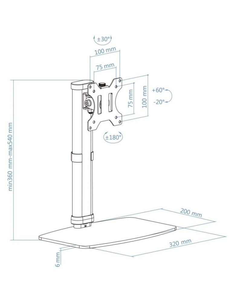 Soporte de Sobremesa para Monitor TooQ DB1127TN-B/ Giratorio/ Inclinable / hasta 6kg