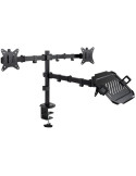 Soporte de Mesa para 2 Monitores y 1 Portátil TooQ DB1202TN-B/ Giratorio/ Inclinable/ hasta 9kg