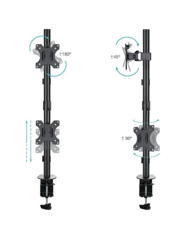 Soporte de Mesa para 2 Monitores TooQ DB1233TNV-B/ Giratorio/ Inclinable/ hasta 8kg 2