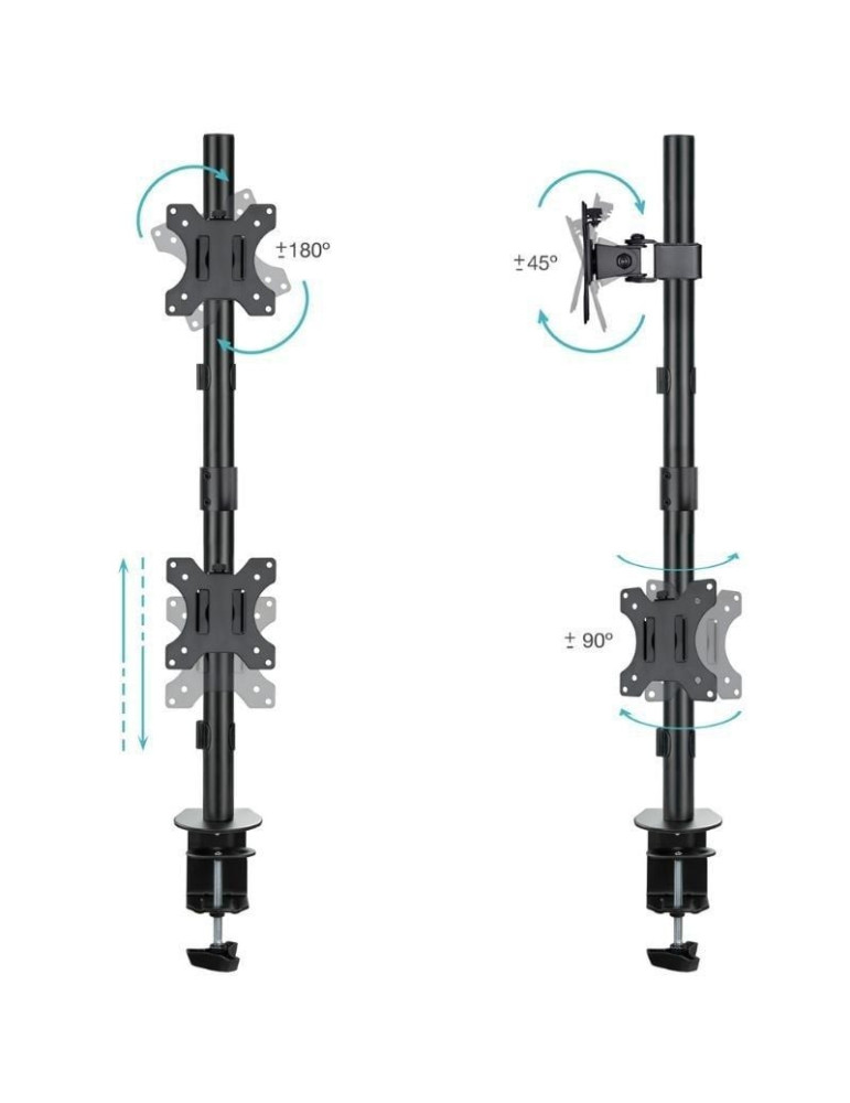 Soporte de Mesa para 2 Monitores TooQ DB1233TNV-B/ Giratorio/ Inclinable/ hasta 8kg