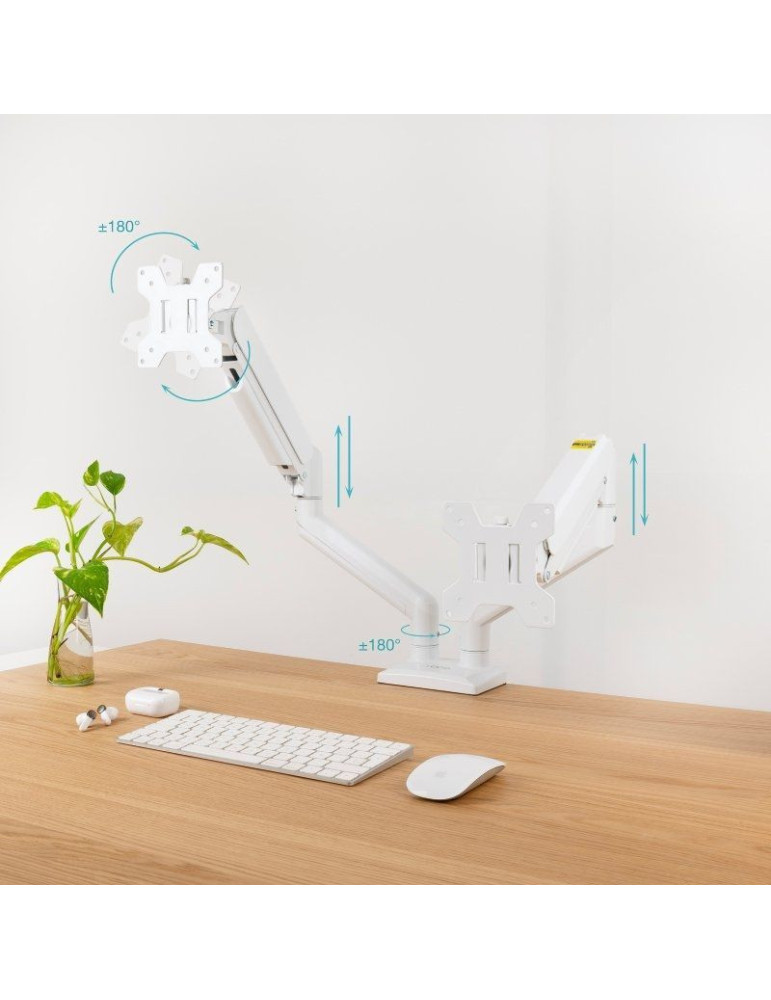 Soporte de Mesa para 2 Monitores TooQ DB1434TNR-W/ Giratorio/ Inclinable/ hasta 10kg