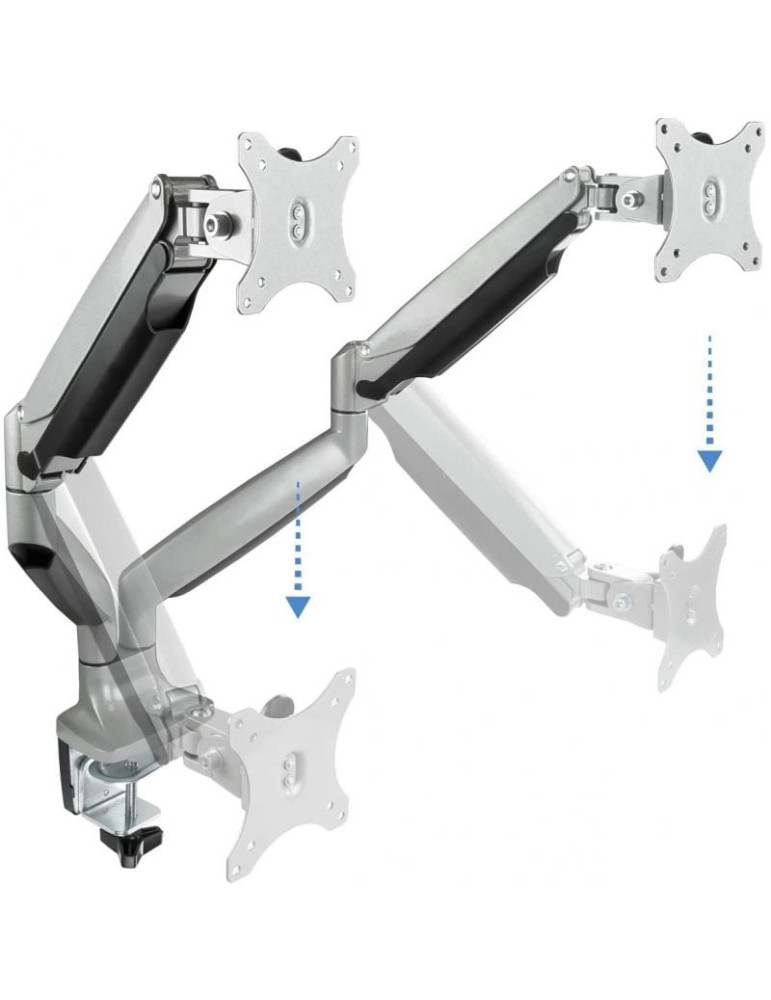 Soporte de Mesa para 2 Monitores TooQ DB3132TNR-S/ Giratorio/ Inclinable/ hasta 9kg