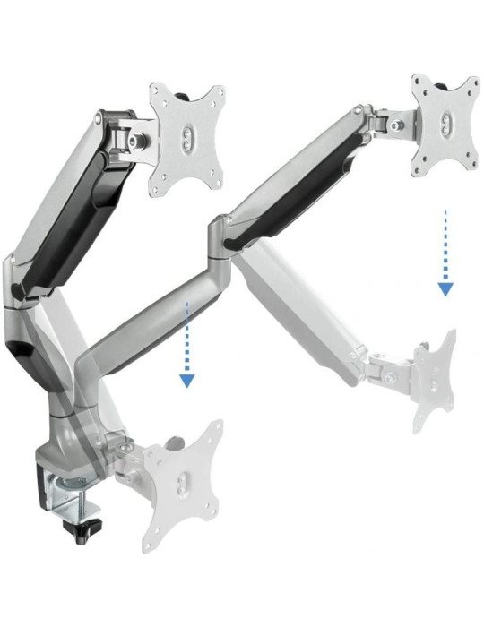 Soporte de Mesa para 2 Monitores TooQ DB3132TNR-S/ Giratorio/ Inclinable/ hasta 9kg
