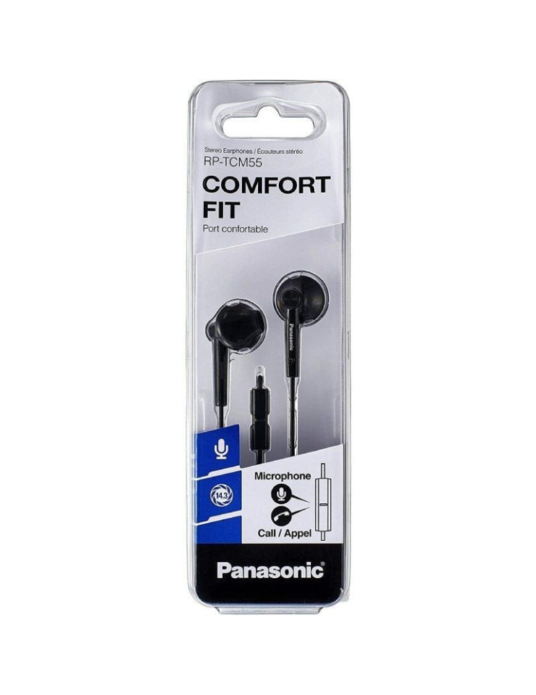 Auriculares Intrauditivos Panasonic RP-TCM55/ con Micrófono/ Jack 3.5/ Negros