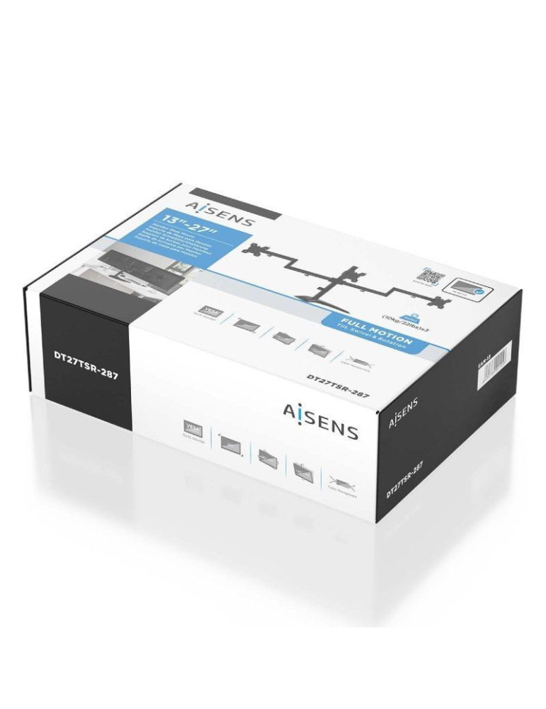 Soporte de Sobremesa para 3 Monitores Aisens DT27TSR-287/ Giratorio/ Inclinable/ hasta 10kg